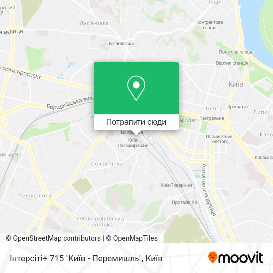 Карта Інтерсіті+ 715 "Київ - Перемишль"