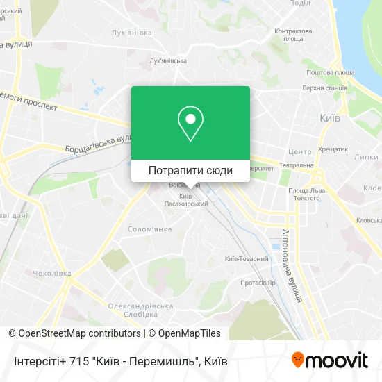 Карта Інтерсіті+ 715 "Київ - Перемишль"