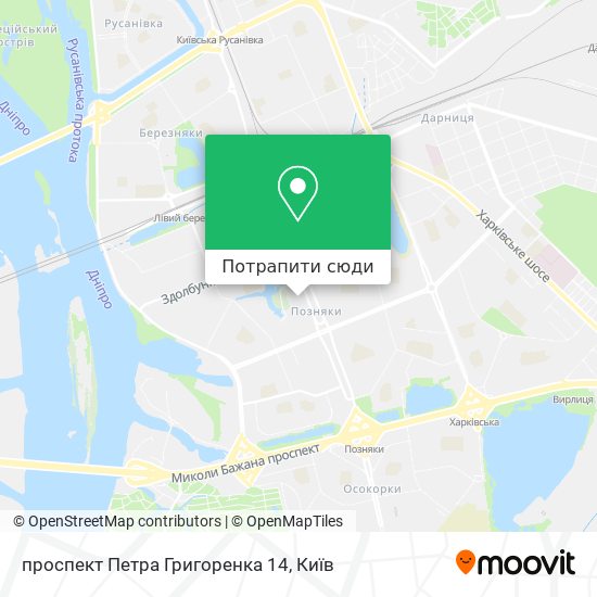 Карта проспект Петра Григоренка 14