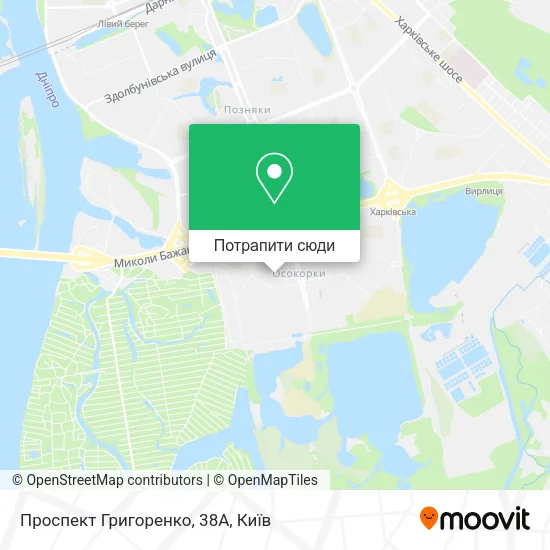 Карта Проспект Григоренко, 38А
