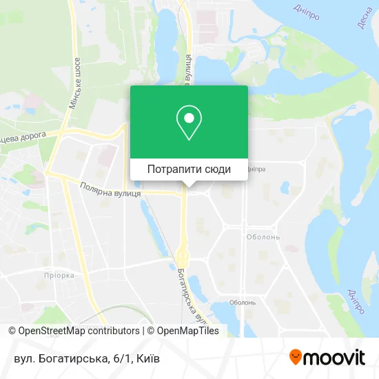 Карта вул. Богатирська, 6/1