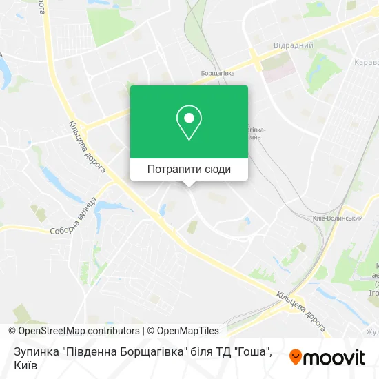 Карта Зупинка "Південна Борщагівка" біля ТД "Гоша"