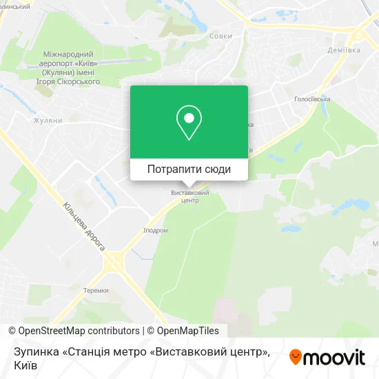 Карта Зупинка «Станція метро «Виставковий центр»