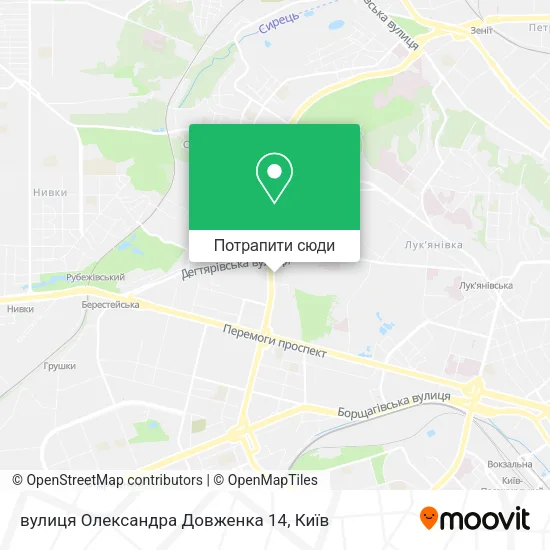 Карта вулиця Олександра Довженка 14