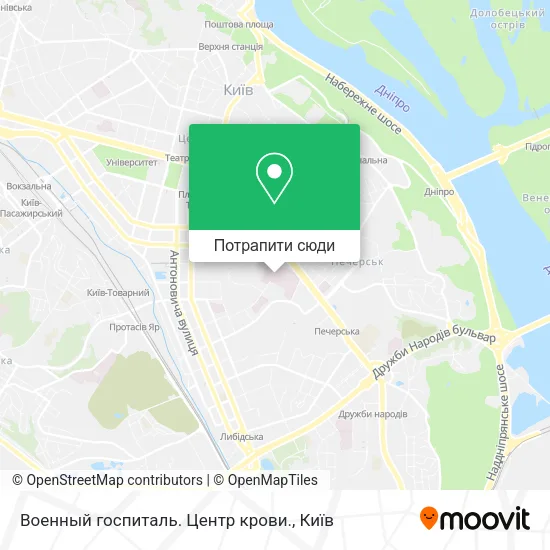 Карта Военный госпиталь. Центр крови.