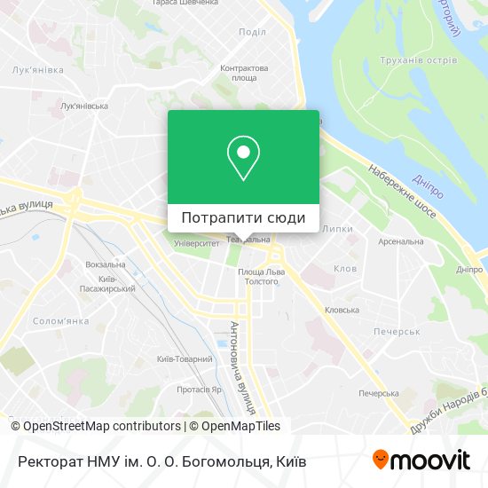 Карта Ректорат НМУ ім. О. О. Богомольця