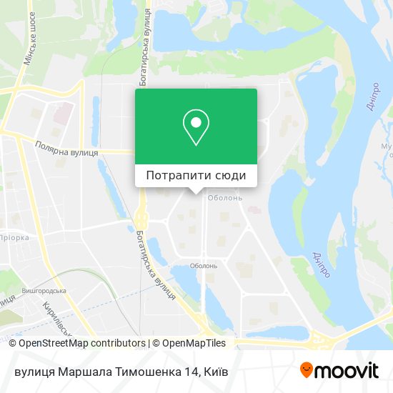 Карта вулиця Маршала Тимошенка 14