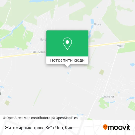 Карта Житомирська траса Київ-Чоп