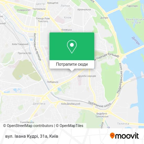 Карта вул. Івана Кудрі, 31а