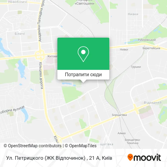 Карта Ул. Петрицкого (ЖК Відпочинок) , 21 А