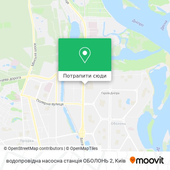 Карта водопровідна насосна станція ОБОЛОНЬ 2