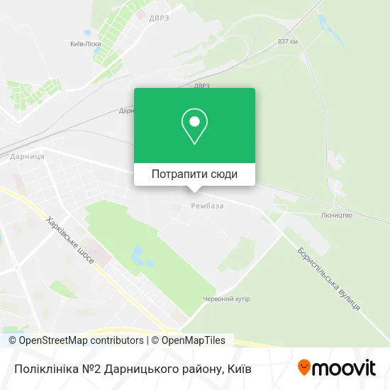 Карта Поліклініка №2 Дарницького району