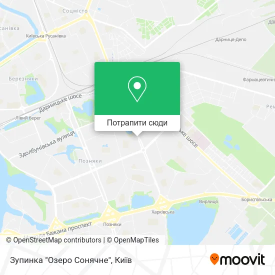 Карта Зупинка "Озеро Сонячне"