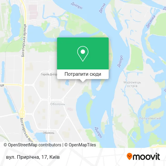 Карта вул. Прирічна, 17