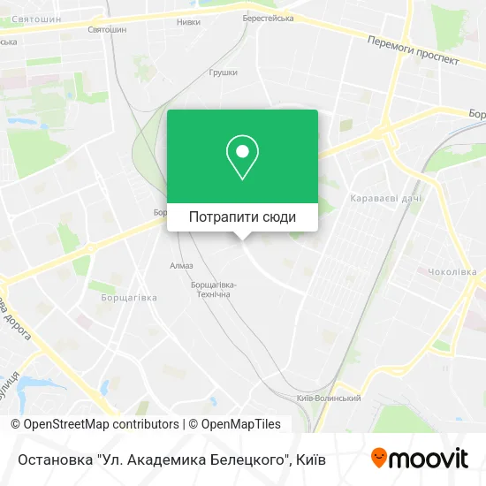 Карта Остановка "Ул. Академика Белецкого"