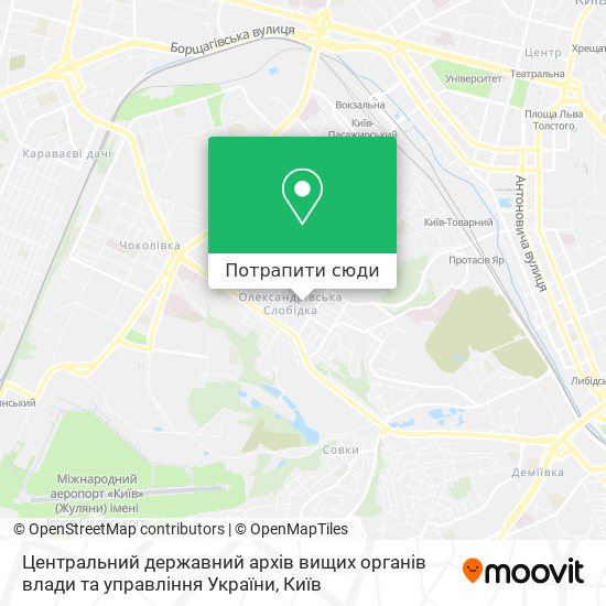 Карта Центральний державний архів вищих органів влади та управління України