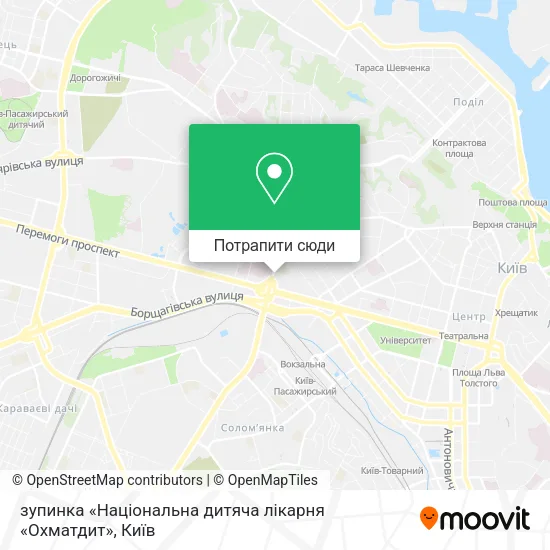 Карта зупинка «Національна дитяча лікарня «Охматдит»