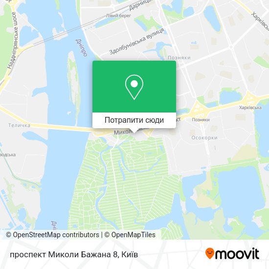 Карта проспект Миколи Бажана 8