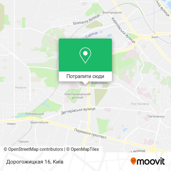 Карта Дорогожицкая 16