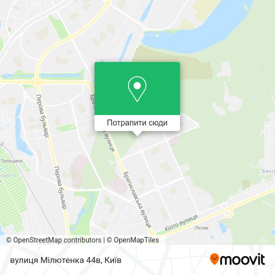 Карта вулиця Мілютенка 44в