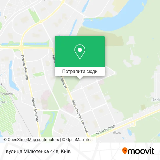 Карта вулиця Мілютенка 44в