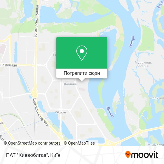 Карта ПАТ "Киевоблгаз"