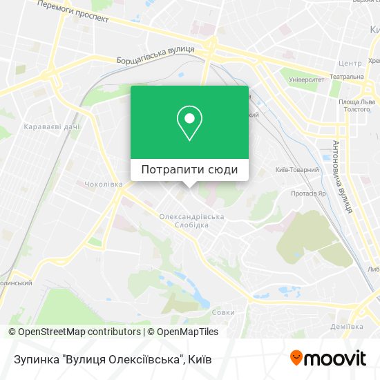 Карта Зупинка "Вулиця Олексіївська"