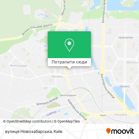 Карта вулиця Новозабарська