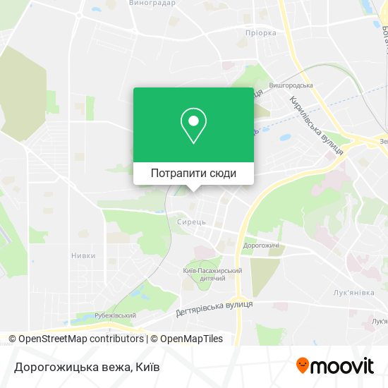 Карта Дорогожицька вежа