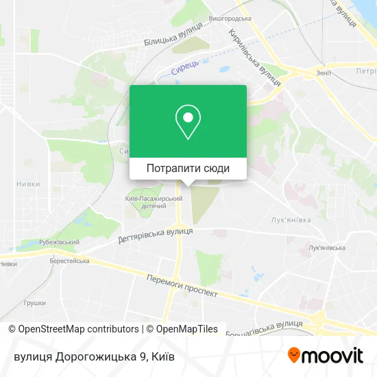Карта вулиця Дорогожицька 9