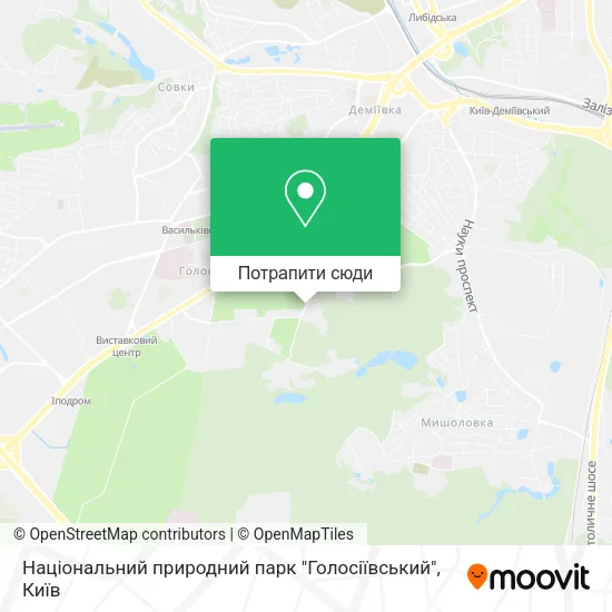 Карта Національний природний парк "Голосіївський"