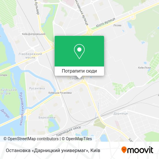 Карта Остановка «Дарницкий универмаг»