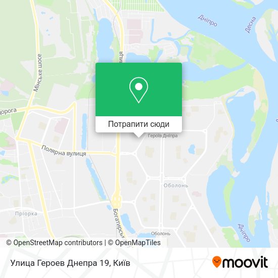 Карта Улица Героев Днепра 19