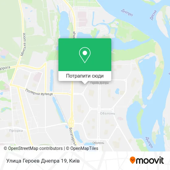 Карта Улица Героев Днепра 19