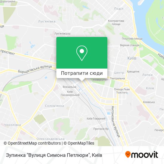 Карта Зупинка "Вулиця Симона Петлюри"