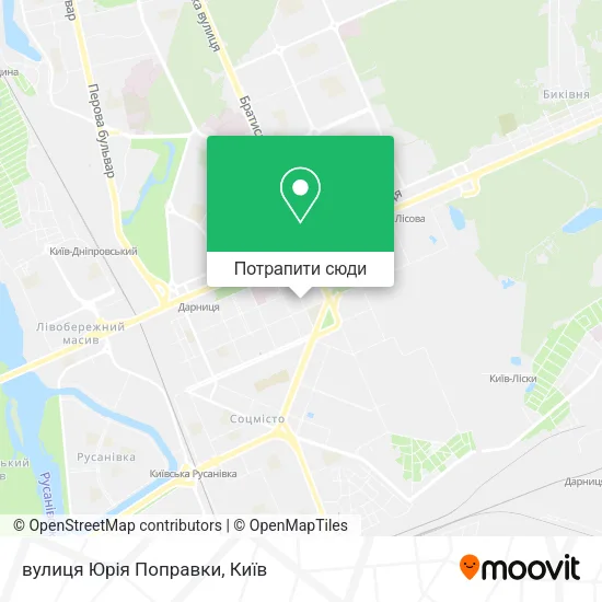 Карта вулиця Юрія Поправки