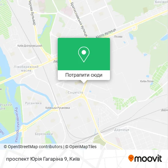 Карта проспект Юрія Гагаріна 9