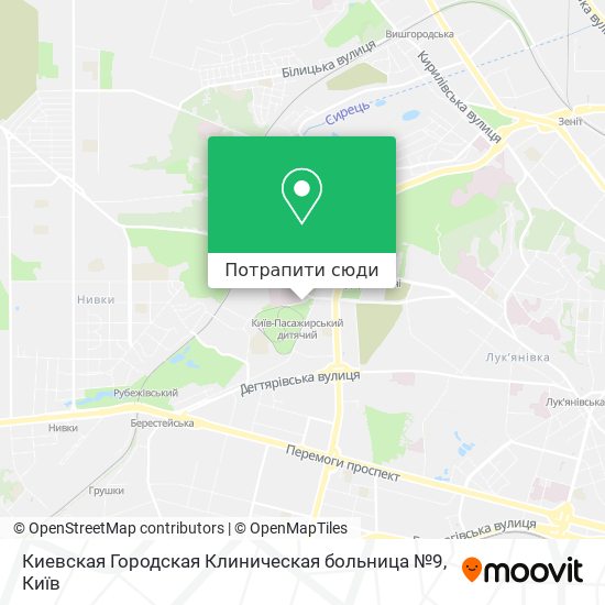Карта Киевская Городская Клиническая больница №9