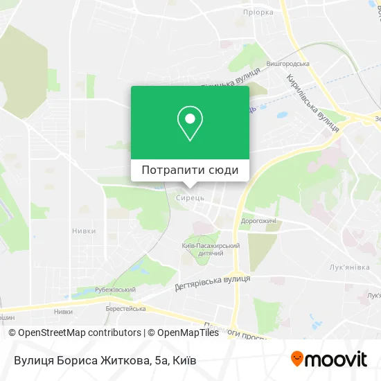 Карта Вулиця Бориса Житкова, 5а