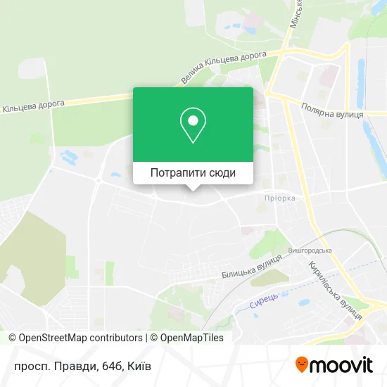 Карта просп. Правди, 64б