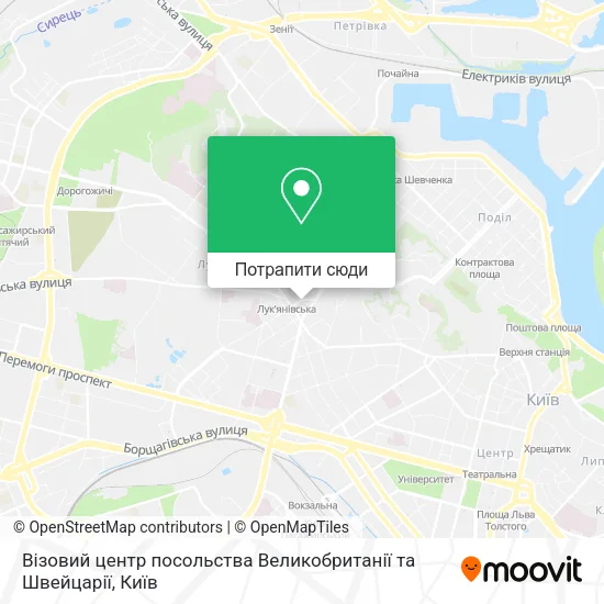 Карта Візовий центр посольства Великобританії та Швейцарії