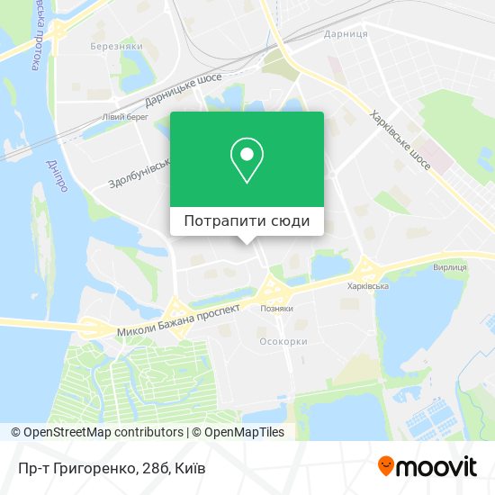 Карта Пр-т Григоренко, 28б