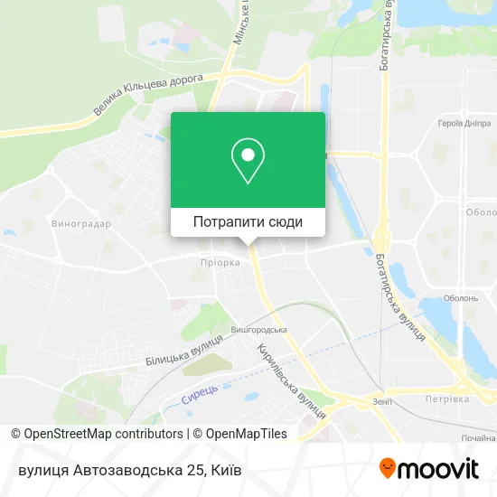 Карта вулиця Автозаводська 25