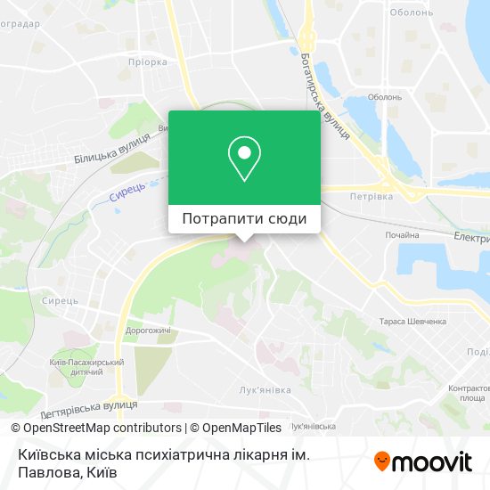 Карта Київська міська психіатрична лікарня ім. Павлова