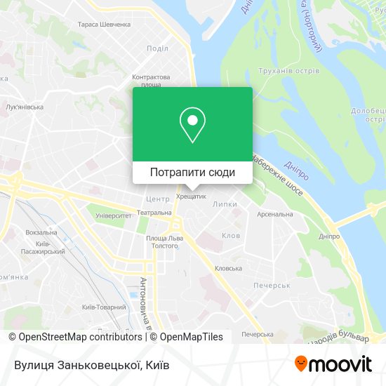 Карта Вулиця Заньковецької