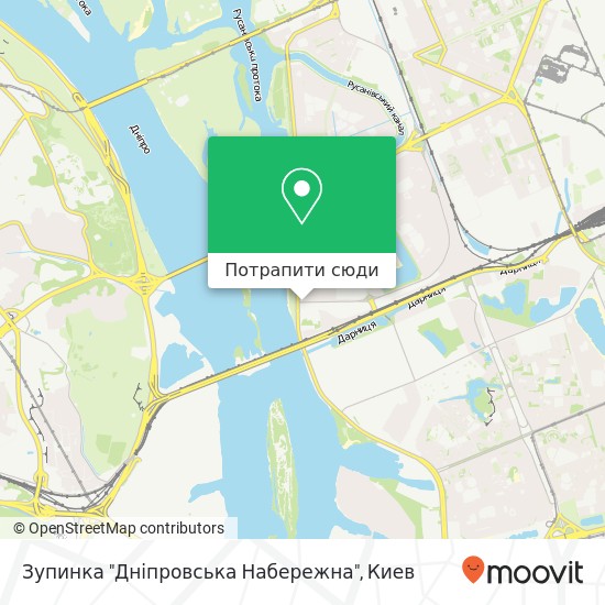Карта Зупинка "Дніпровська Набережна"