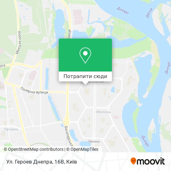 Карта Ул. Героев Днепра, 16В