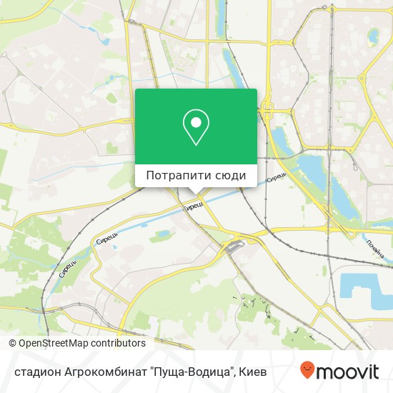 Карта стадион Агрокомбинат "Пуща-Водица"