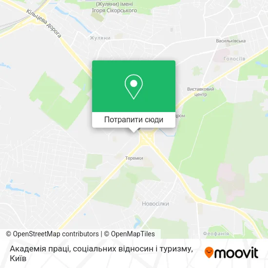 Карта Академія праці, соціальних відносин і туризму
