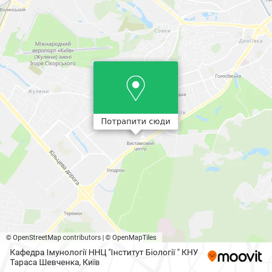 Карта Кафедра Імунології ННЦ "Інститут Біології " КНУ Тараса Шевченка